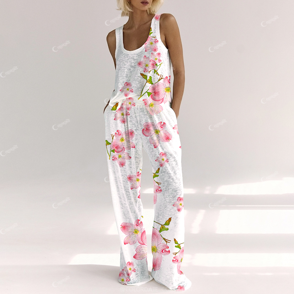 [Copy]Colordate Women's Sun Abstract Print Cotton Cardigan Homewear Set