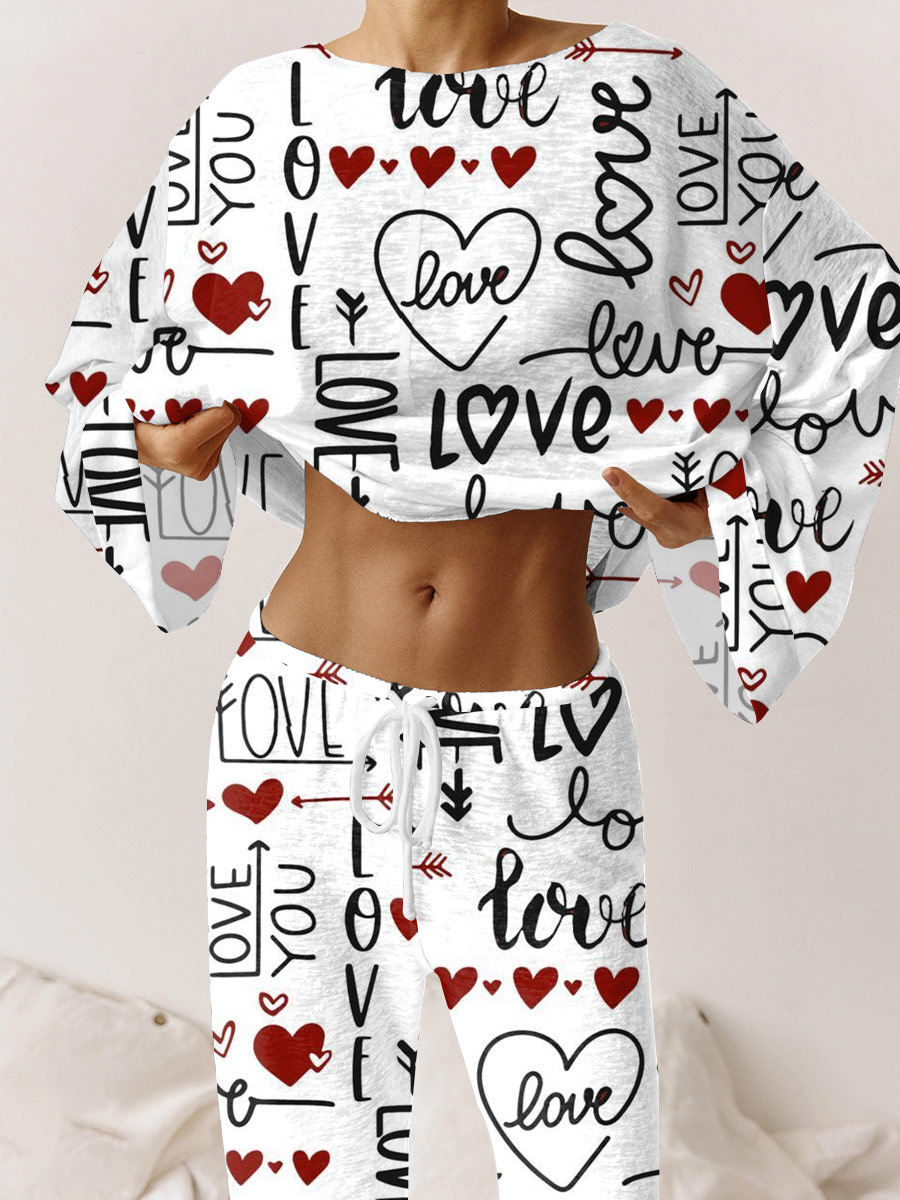 Women's Valentine's Day LOVE Print Pajama Set