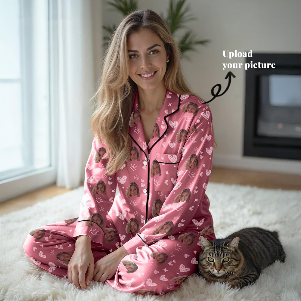 Custom Heart Print Home Long Sleeve Suit