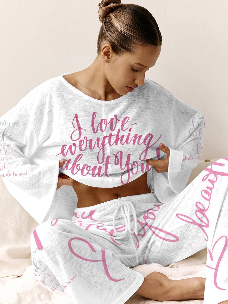 Women's Pink Long Sleeve Cotton Homewear Set