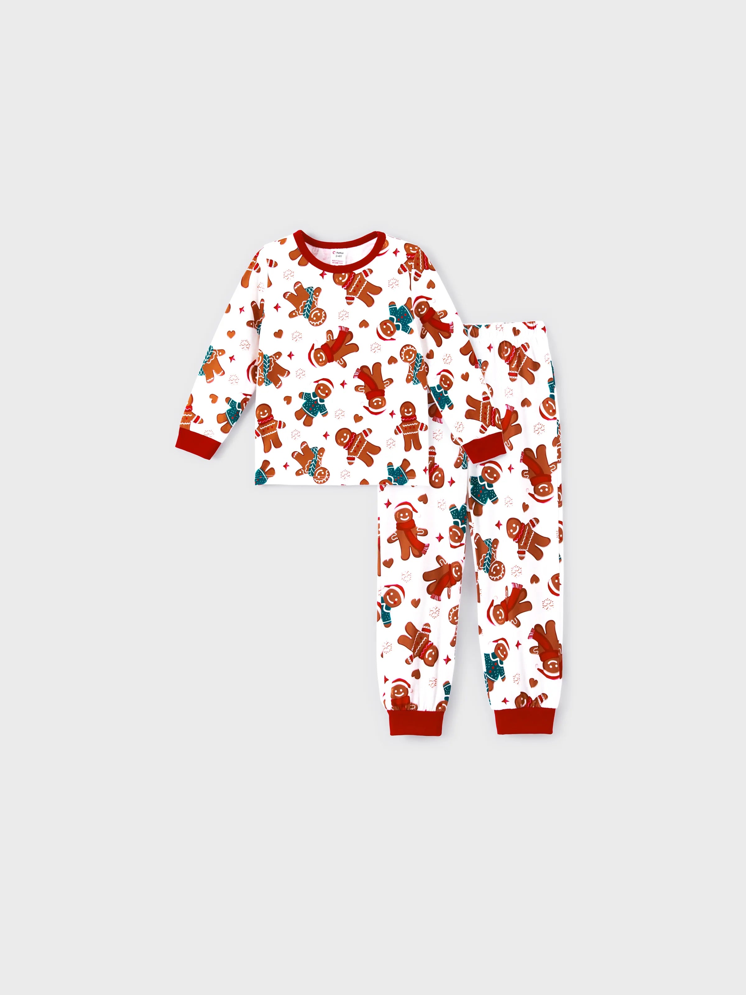 Christmas Family Matching Cartoon Gingerbread Man Allover Print Pajamas Sets