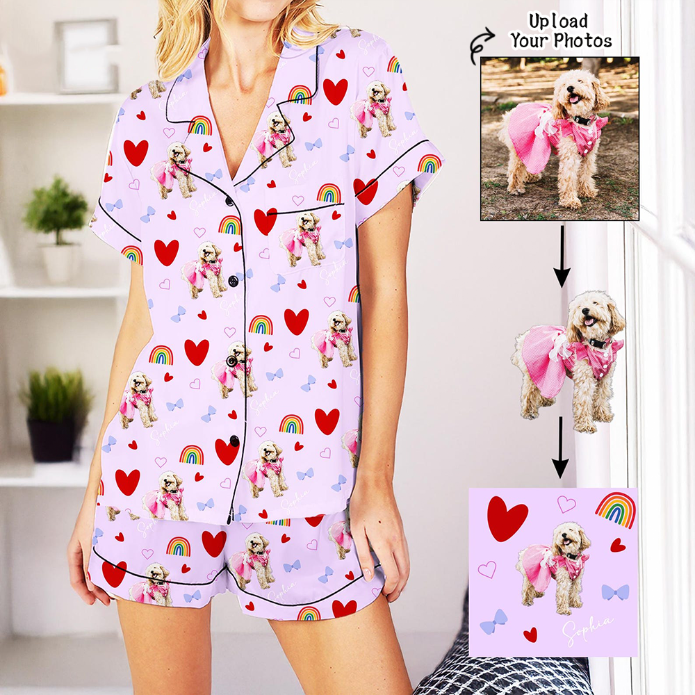Addcustom Your Photos Women's Short Pajama Set