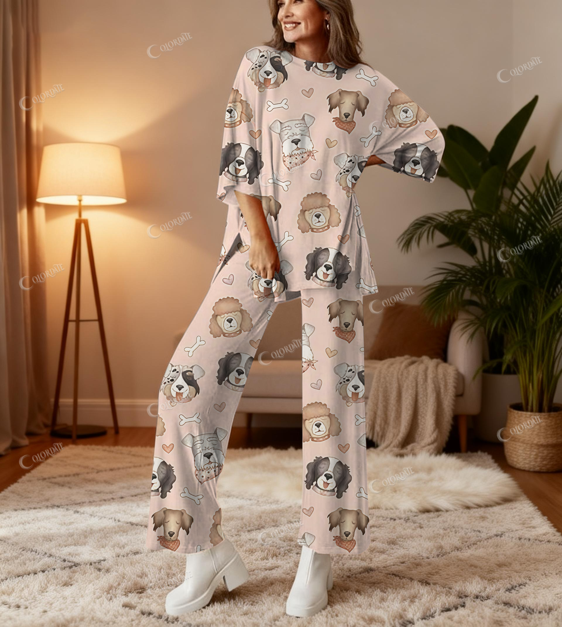 Cute Dog Print Bamboo-Soft Lounge Set Pants