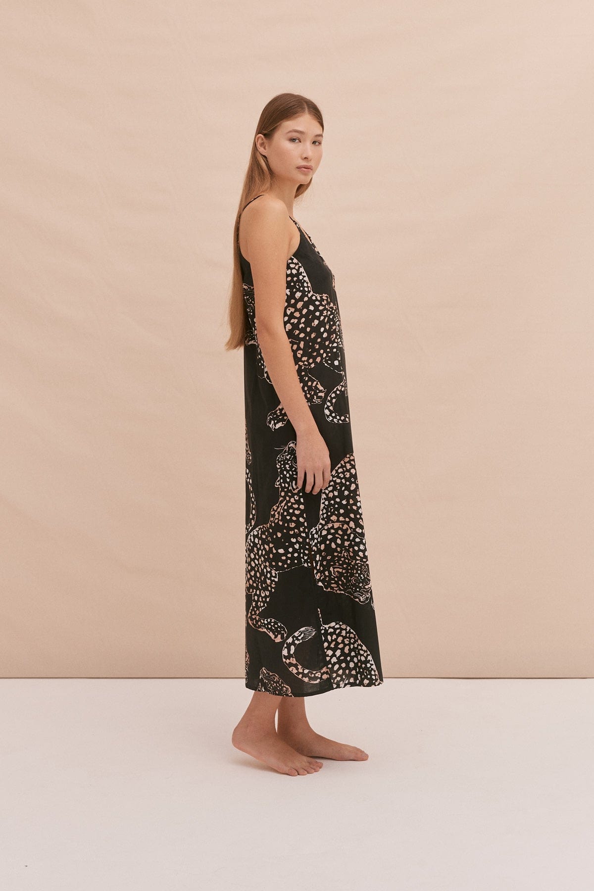 Navy Blue V-Neck Camisole Printed Pajamas