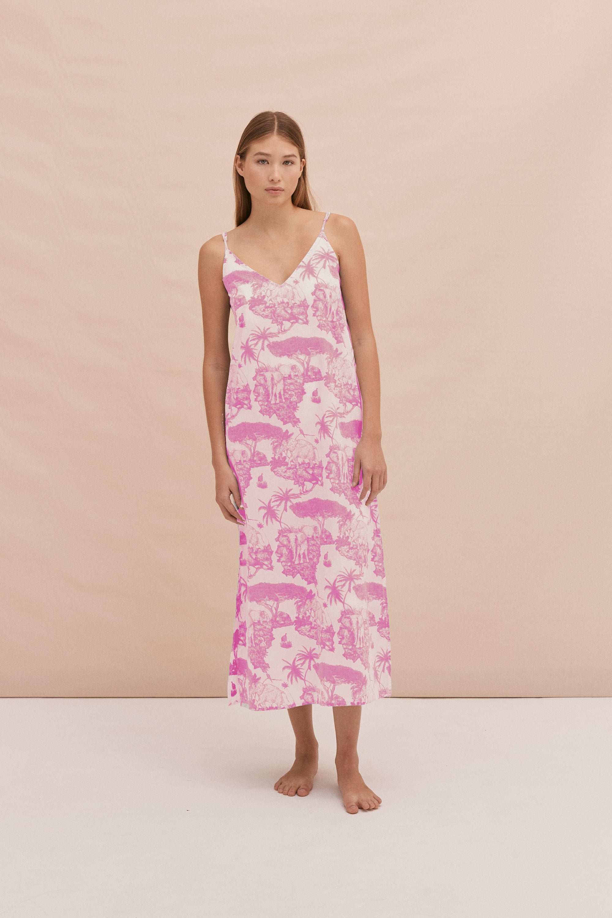 Pink Camisole Printed Slide Pajamas