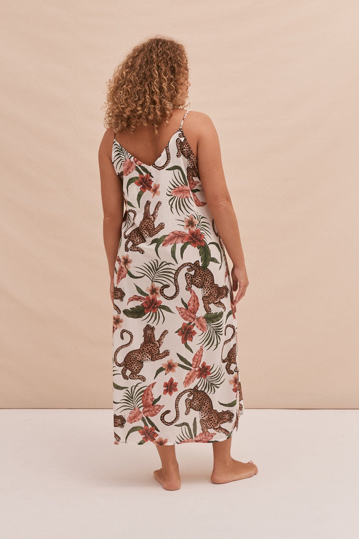 Cream Camisole Printed One-piece Dress