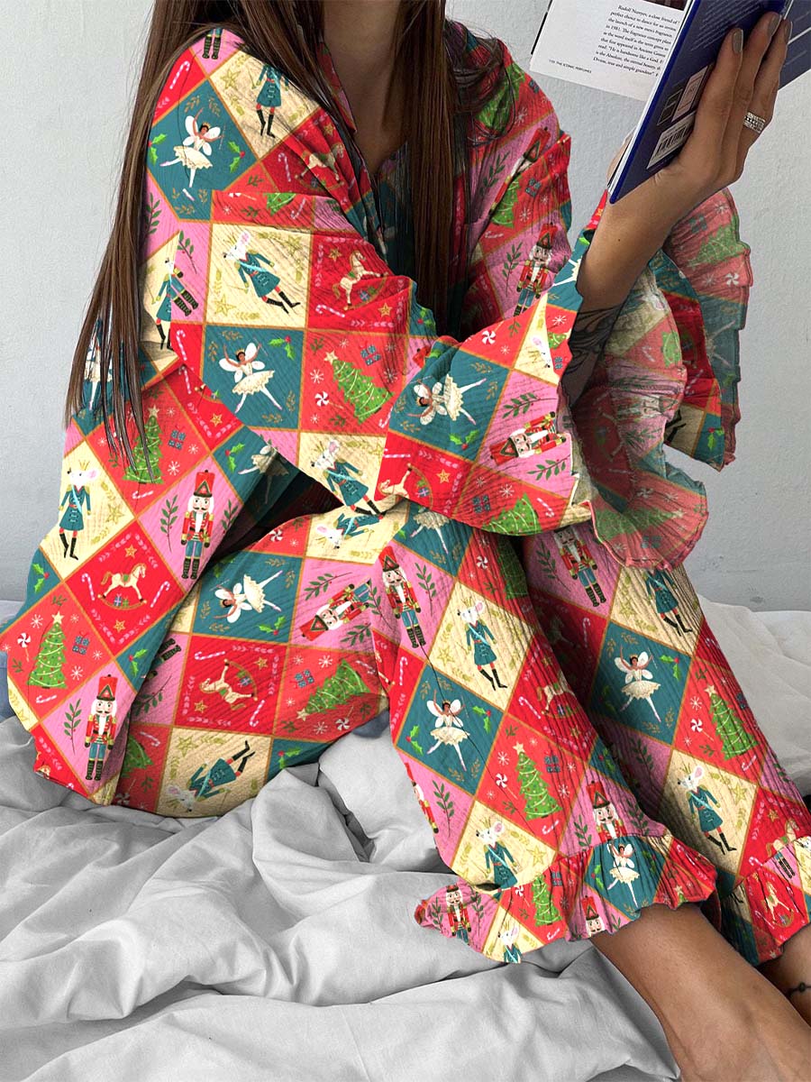 Women's Christmas Nutcracker Red Festive Pajama Set