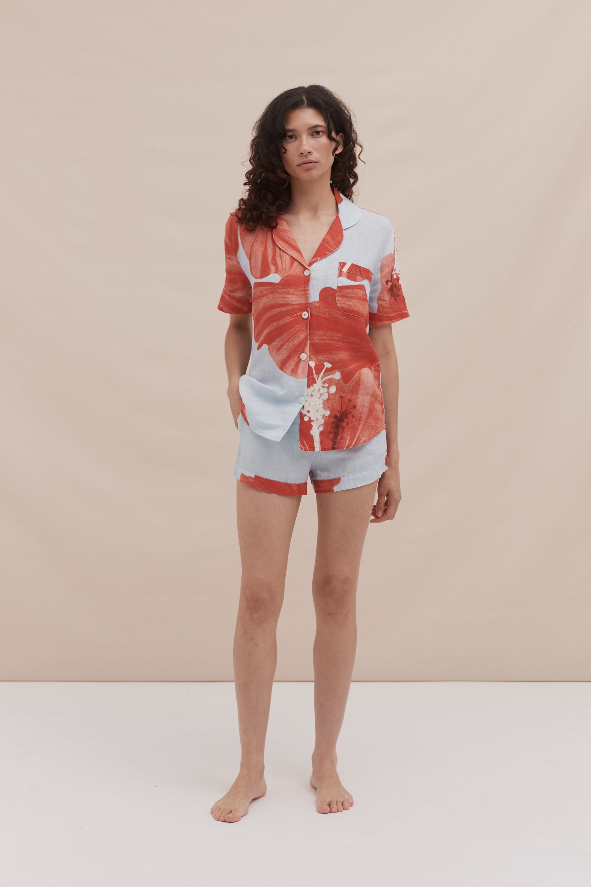 Hibiscus Print Short Pajama Set