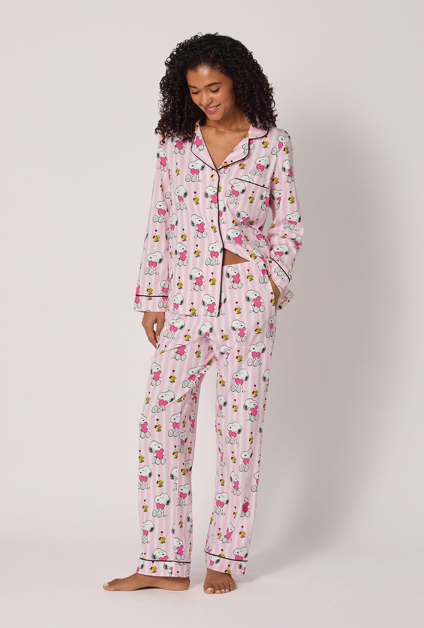 Snoopy's Valentine Long Sleeve Classic Satin Pj Set