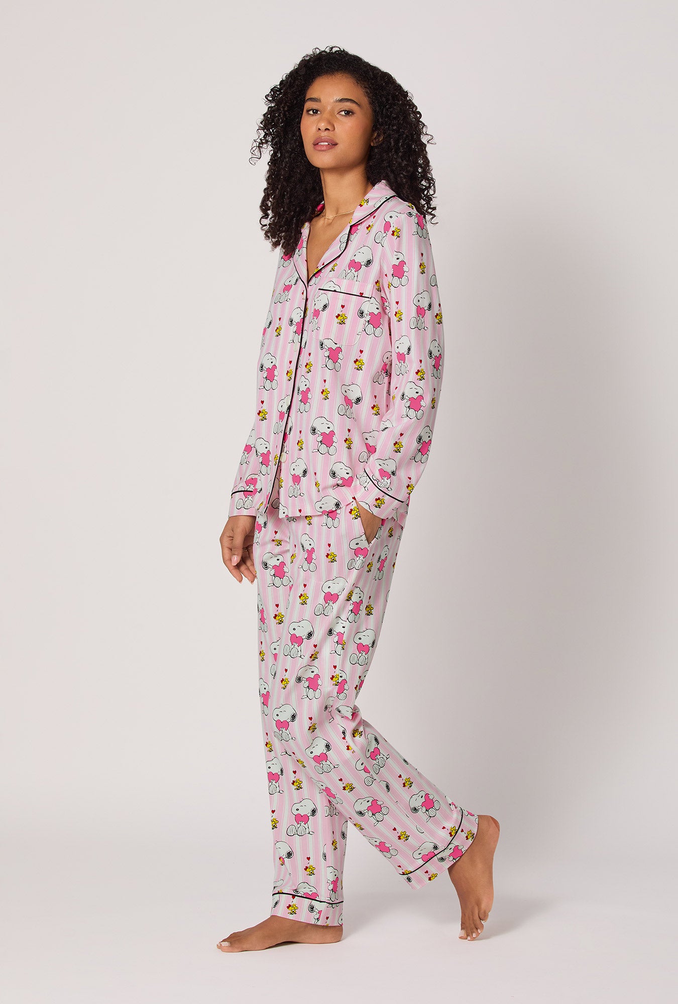 Snoopy's Valentine Long Sleeve Classic Satin Pj Set