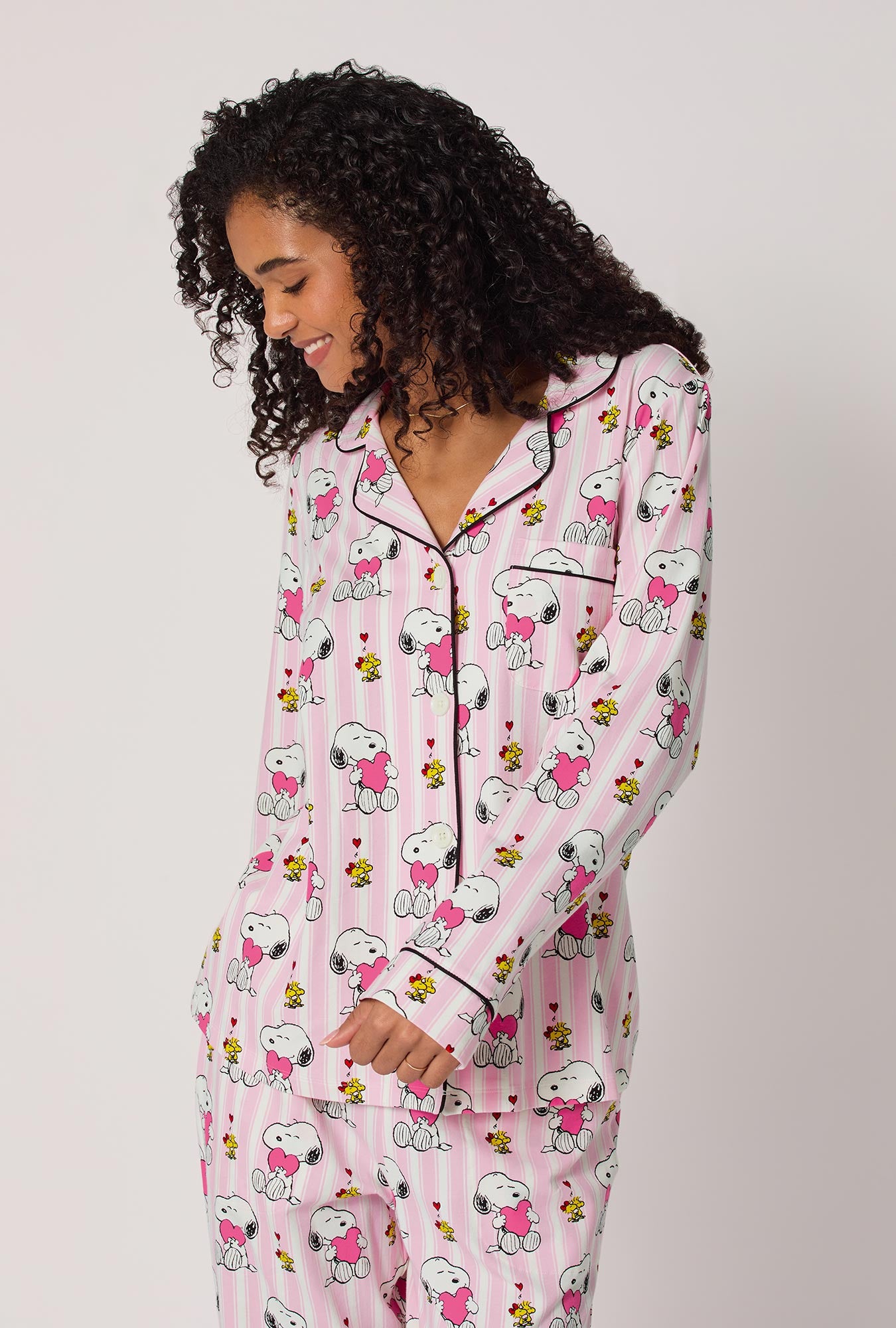 Snoopy's Valentine Long Sleeve Classic Satin Pj Set
