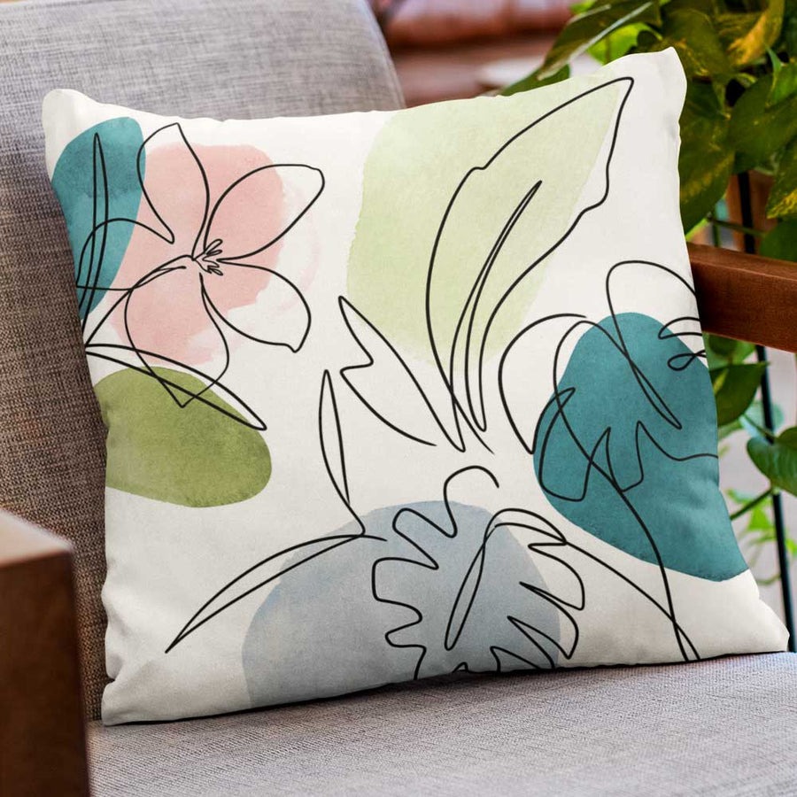 Abstract Flower & Palms Outdoor Garden Cushion