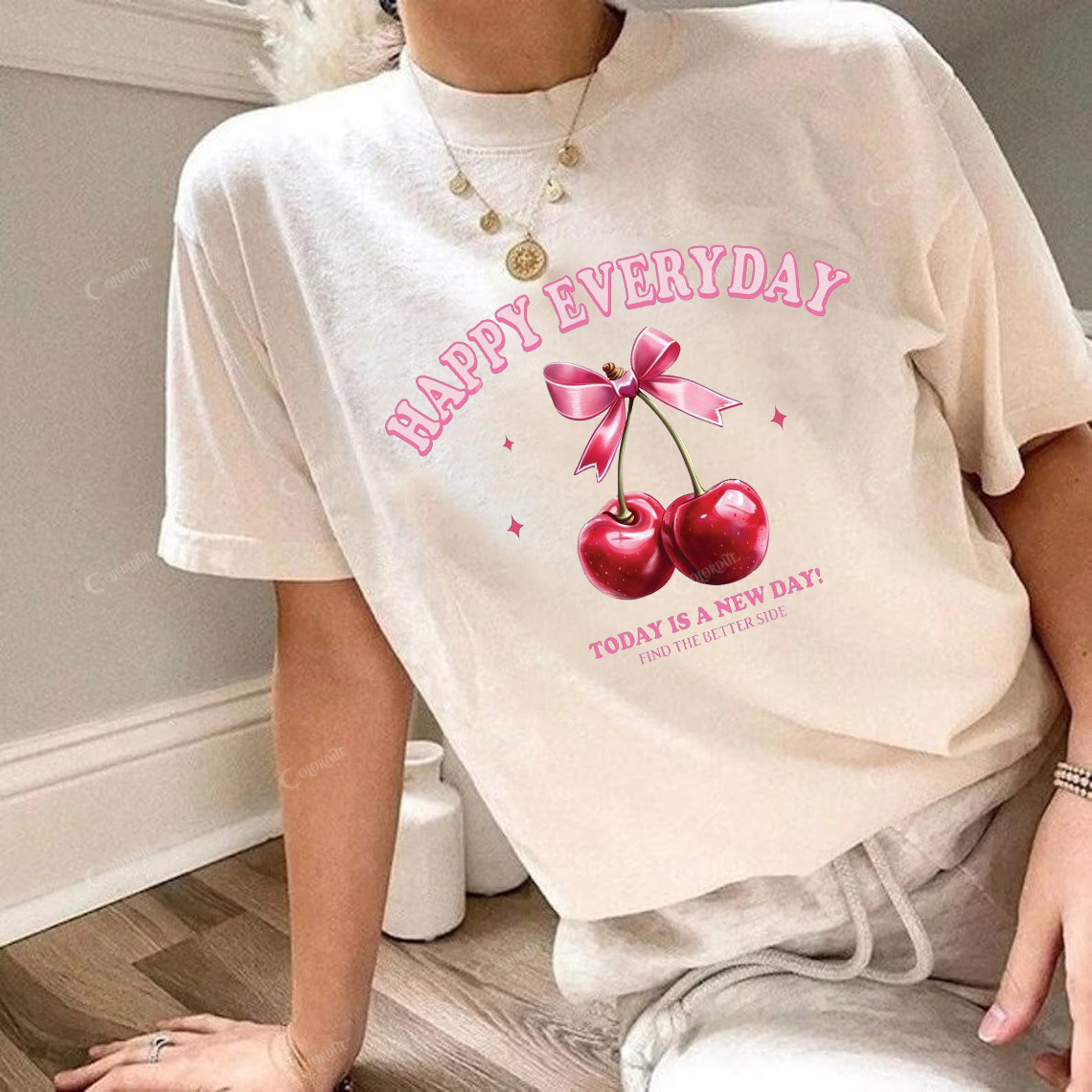 Women's Hpaay Everyday Print Round Neck Short Sleeve Tee