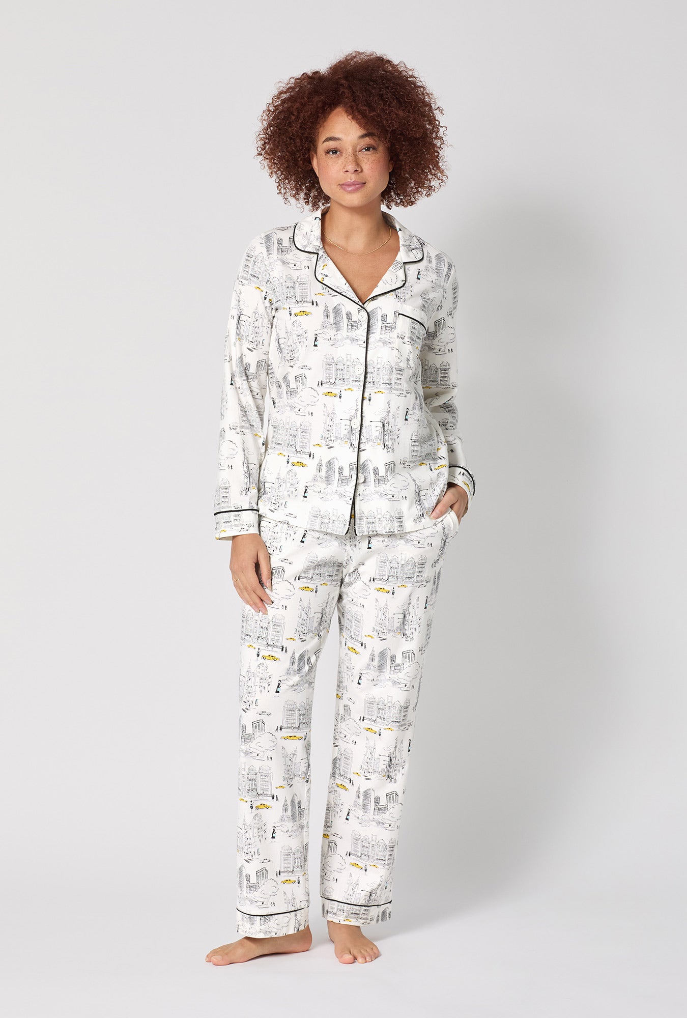 City That Never Sleeps Long Sleeve Classic Satin PJ Set