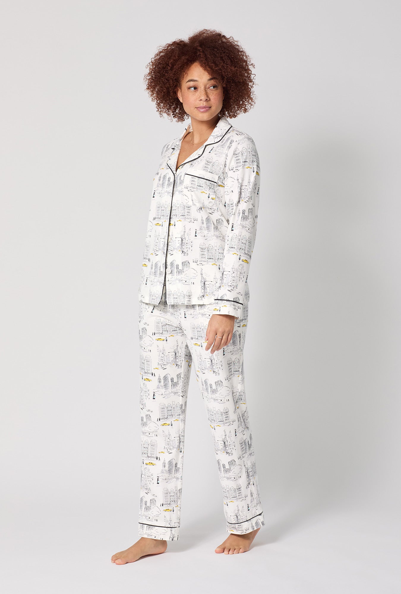 City That Never Sleeps Long Sleeve Classic Satin PJ Set