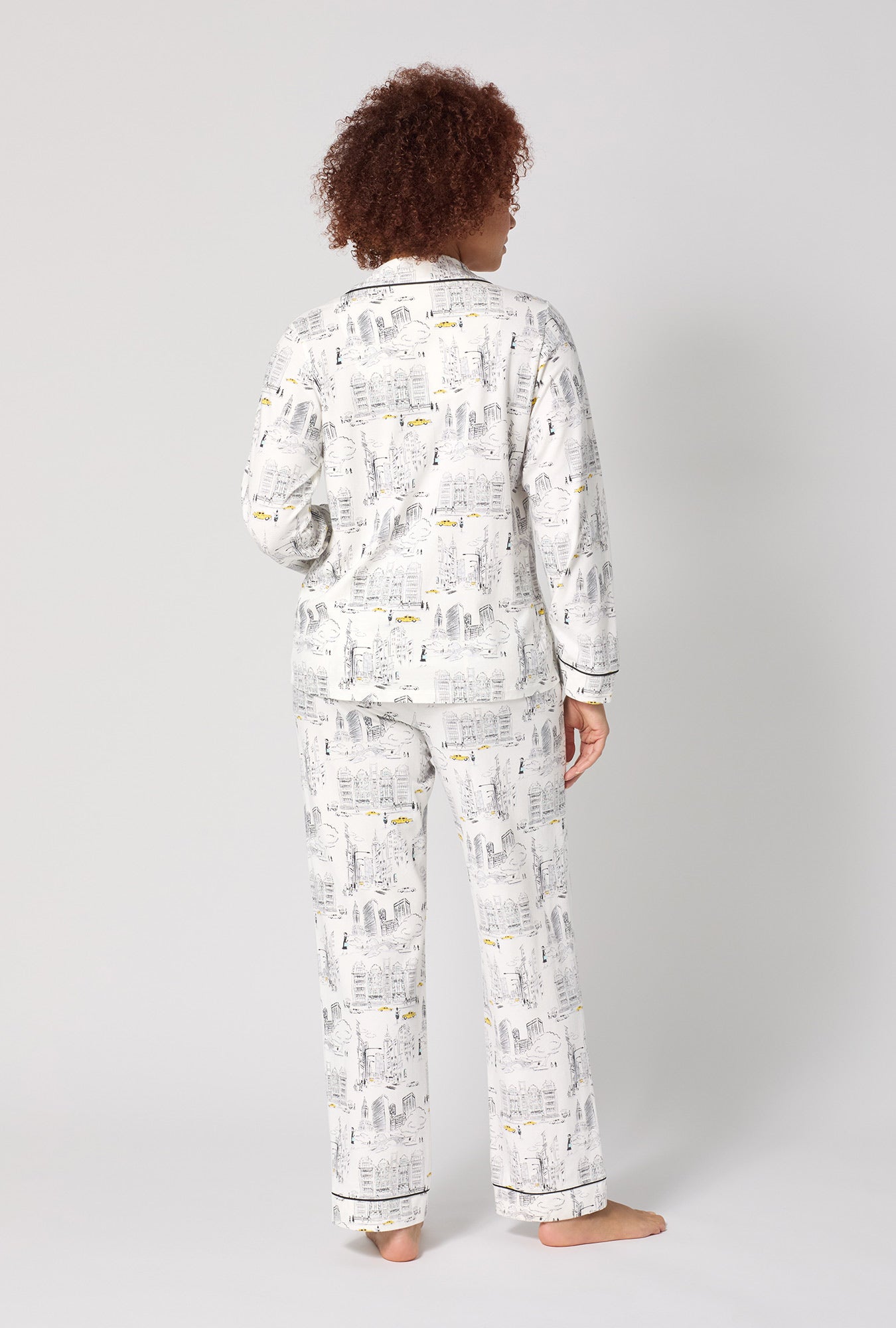 City That Never Sleeps Long Sleeve Classic Satin PJ Set