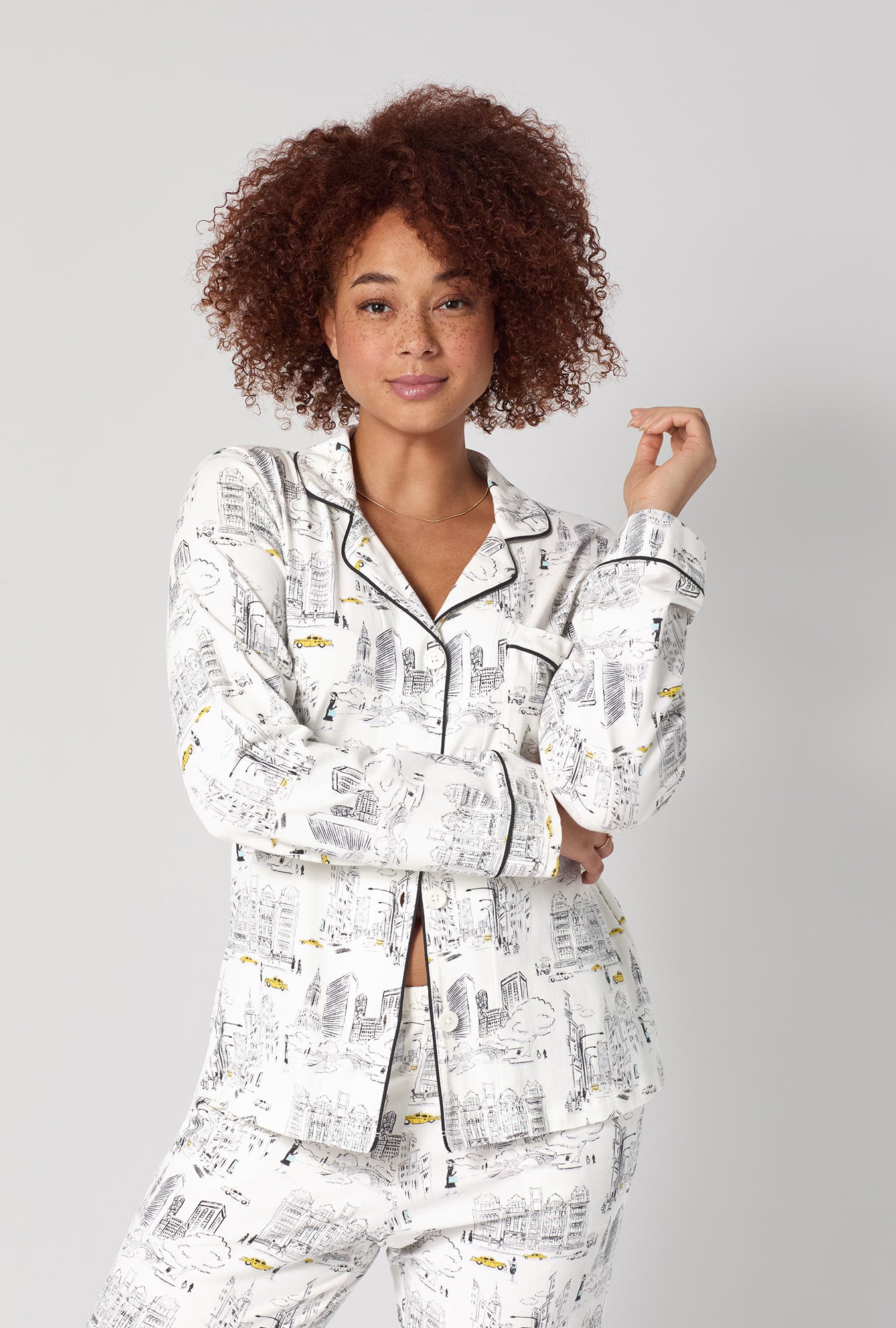 City That Never Sleeps Long Sleeve Classic Satin PJ Set