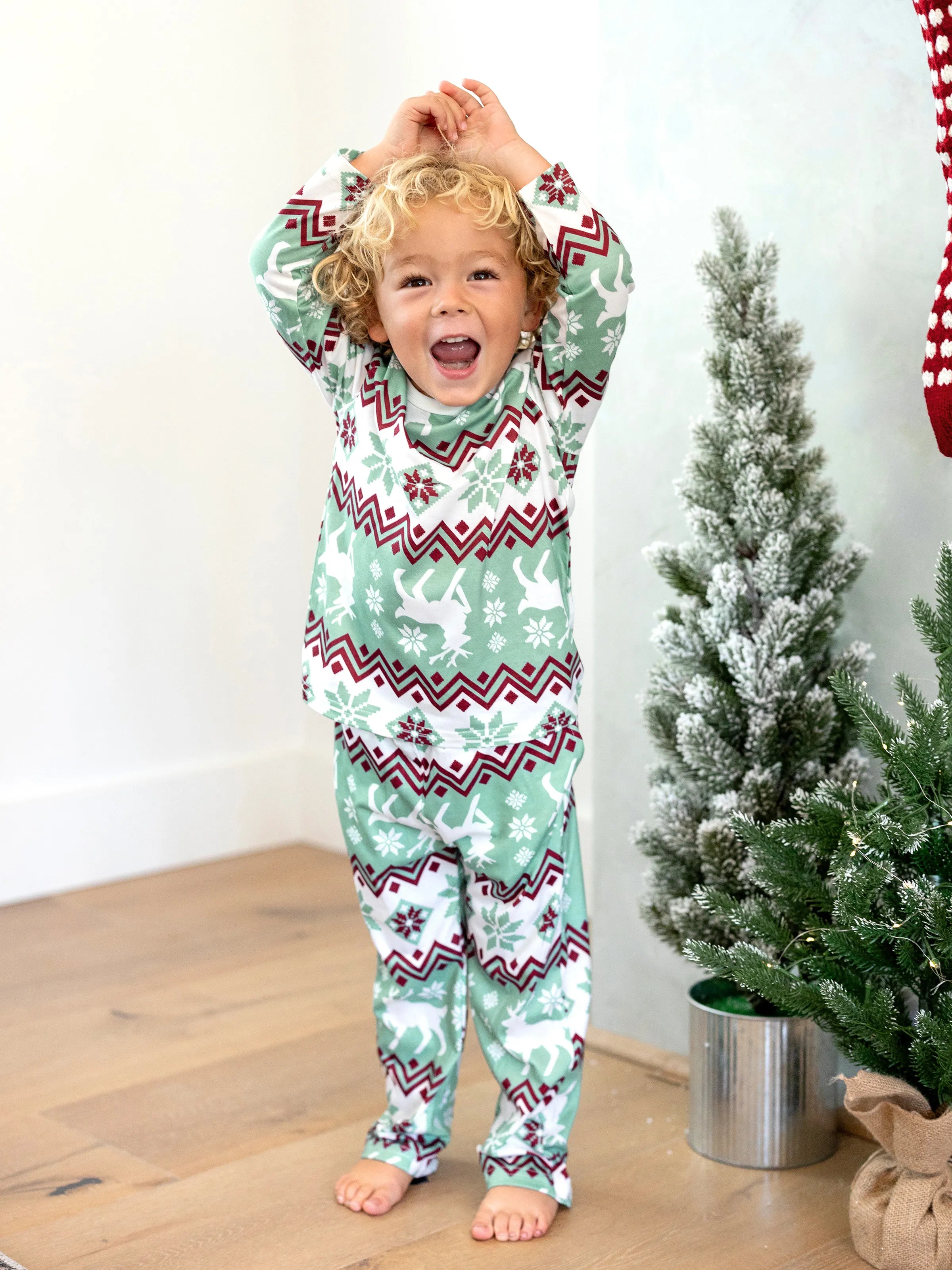 Christmas Matching Family Pajamas Set Christmas Spirit and Snowflake Print PJS