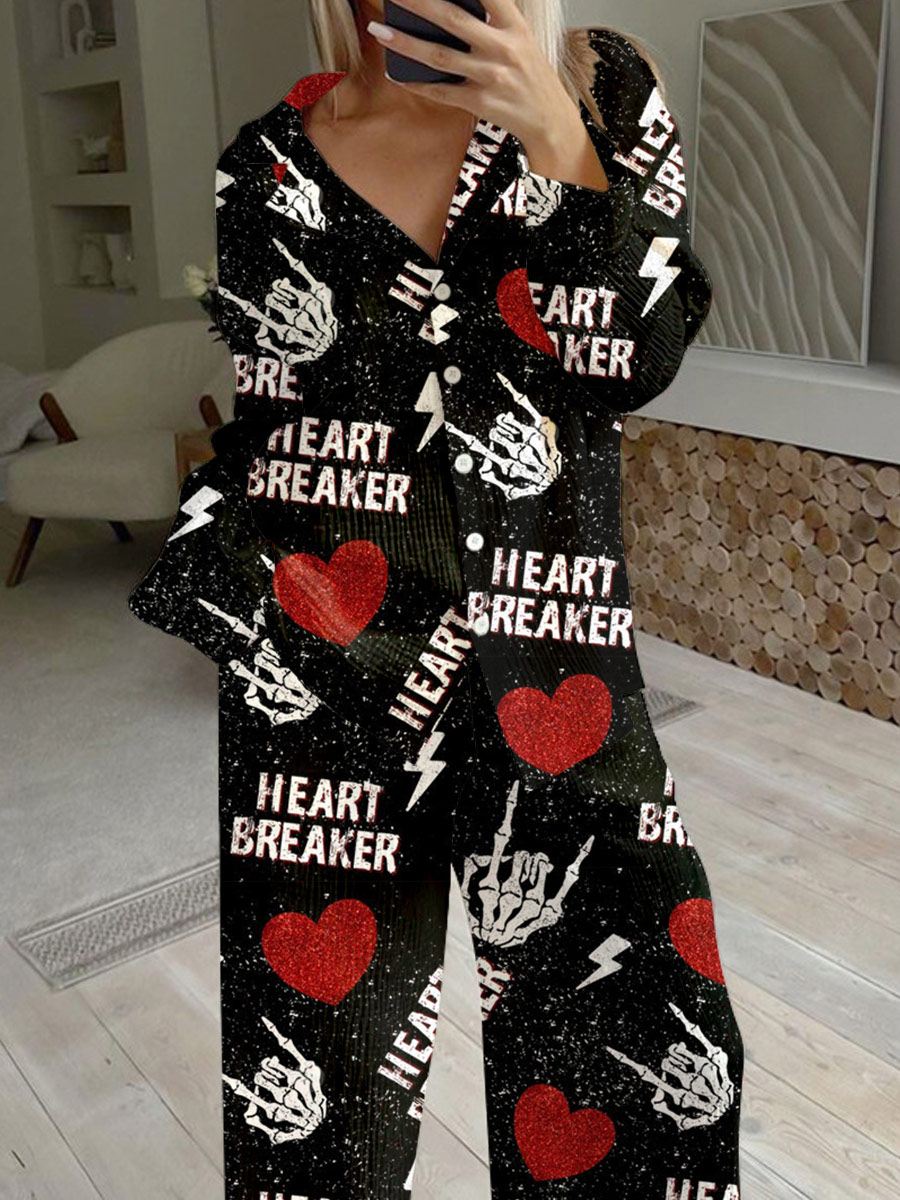 Women's Valentine's Day Love You Until Death Long Sleeve Pant Suit