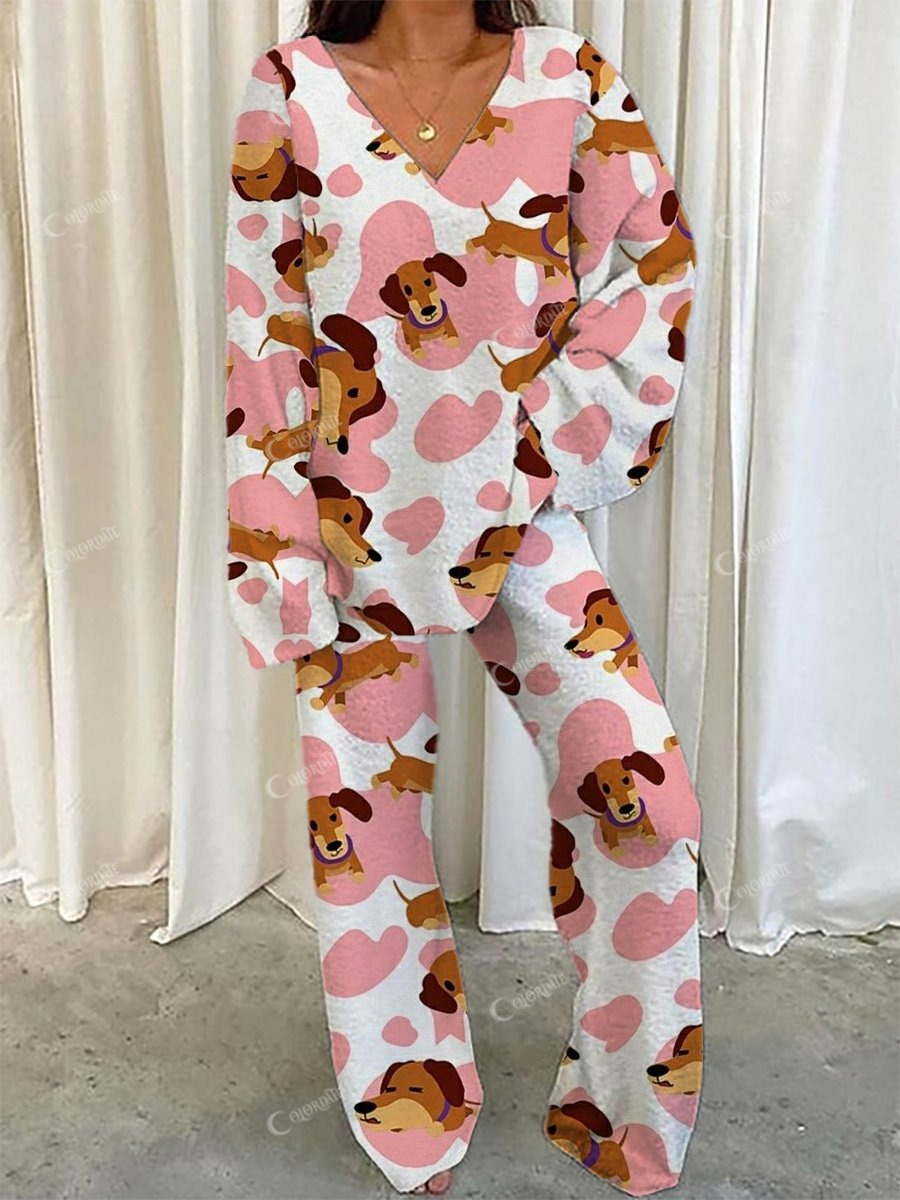 Women's Heart Dachshund Sweatshirt Set
