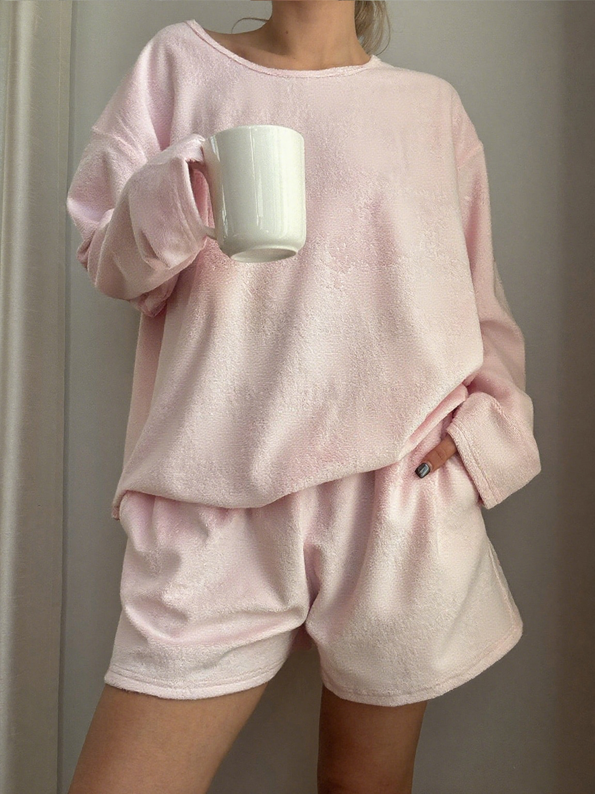 Long-Sleeved Shorts Loungewear Set