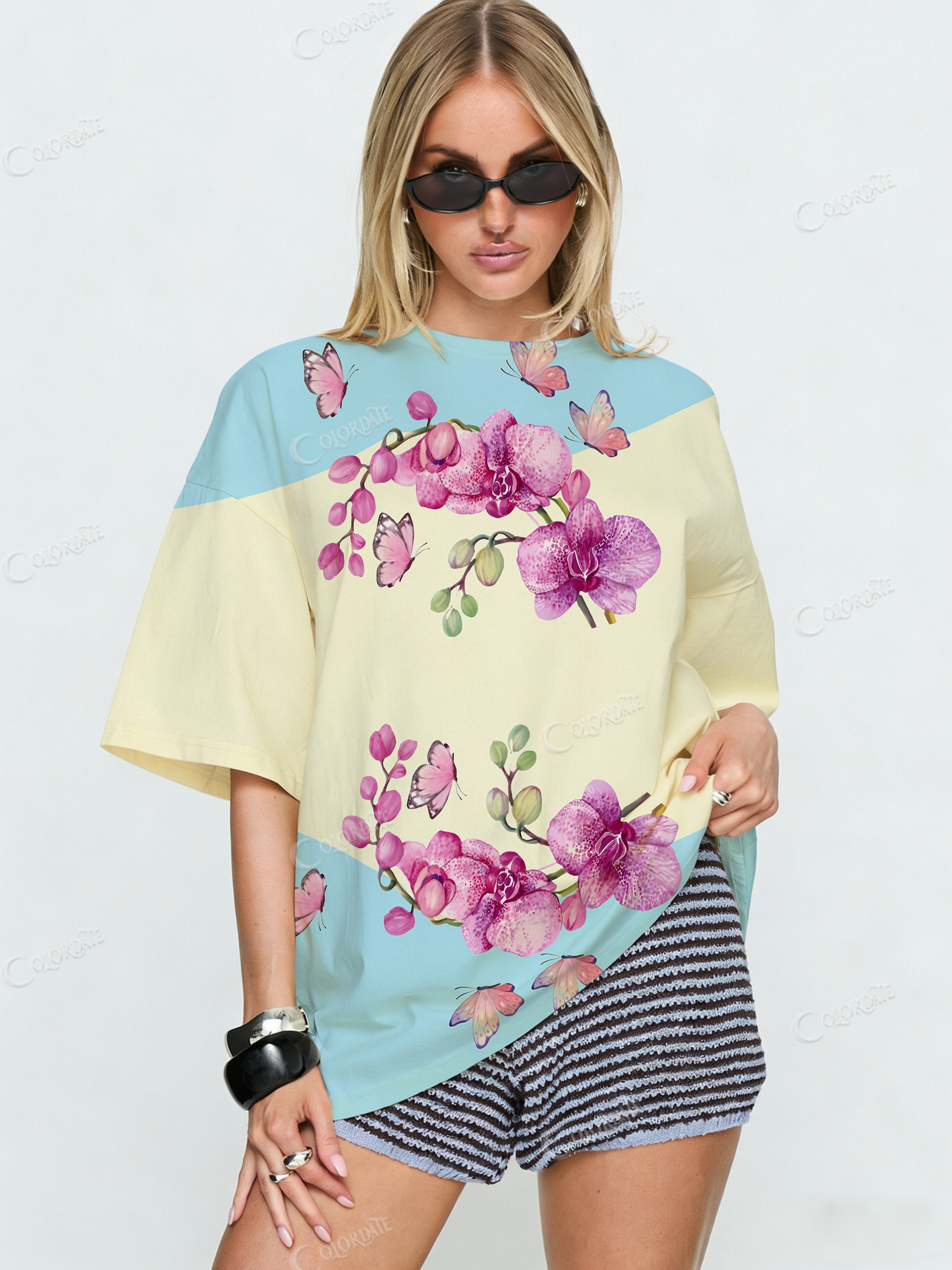 Orchid Butterfly Print T-Shirt