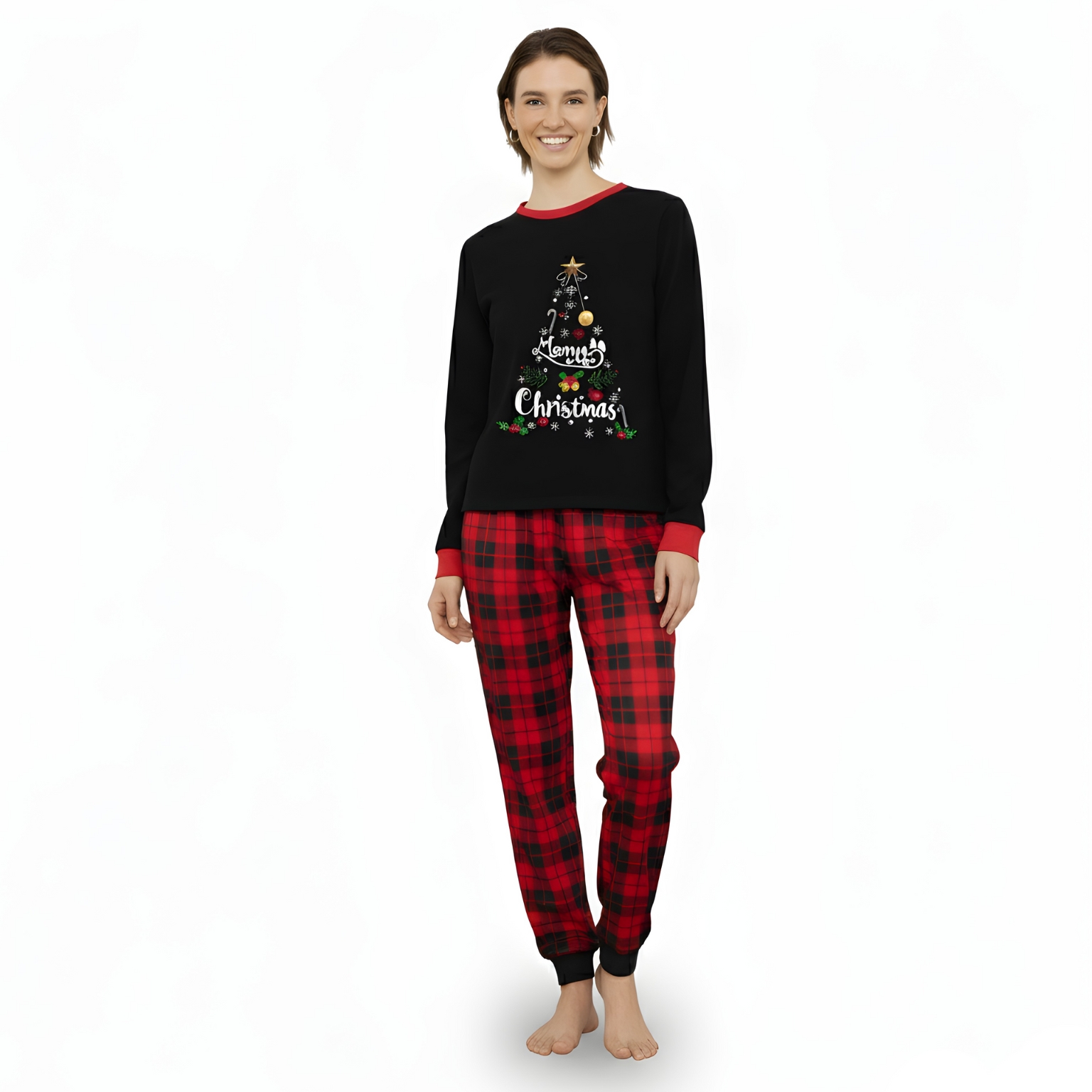 Plaid Christmas Tree Printed Matching Family Pajama Set