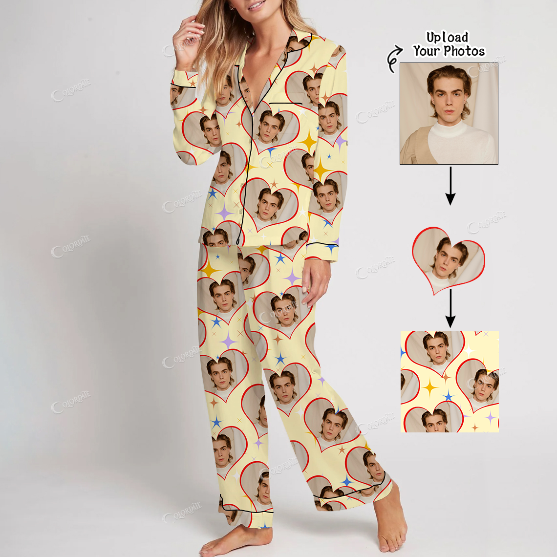 Addcustom Your Photos Women's Print Home Long Sleeve Suit
