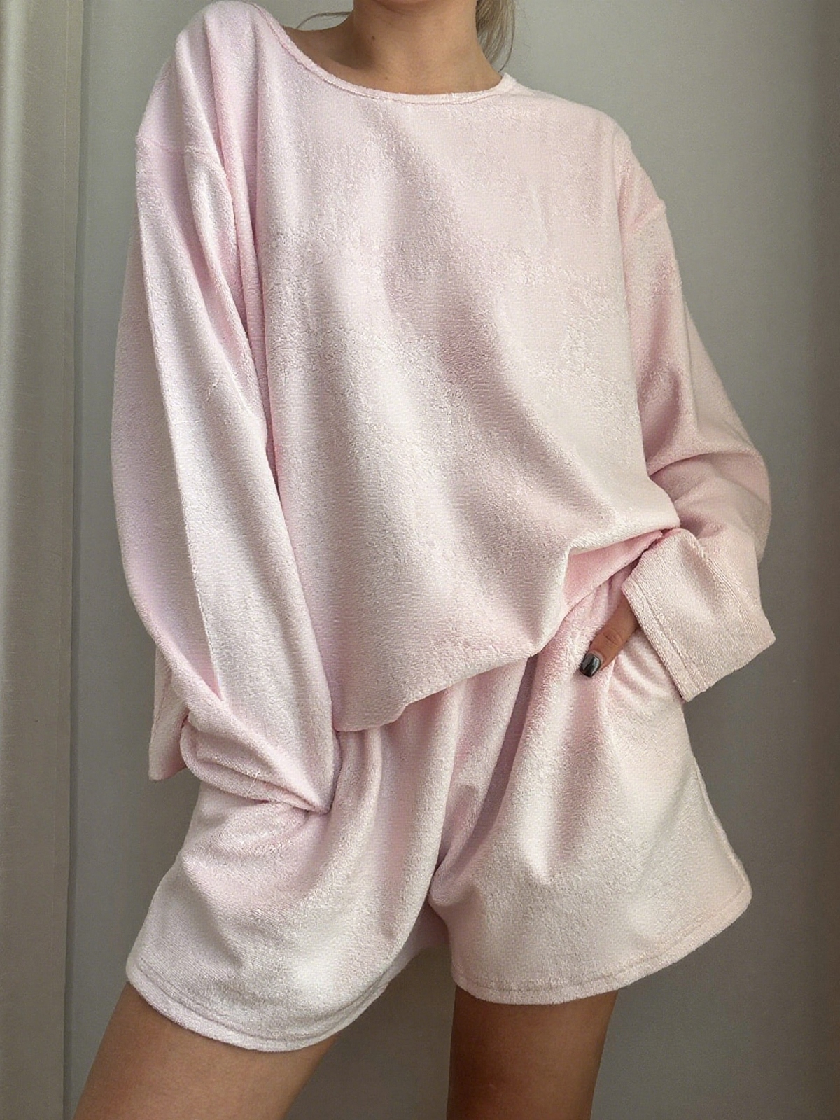 Long-Sleeved Shorts Loungewear Set