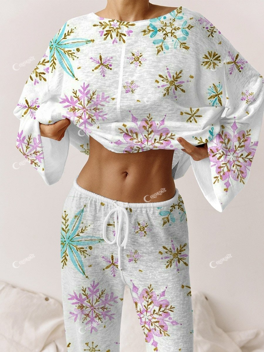 Women's Christmas Printed Lounge Long Sleeve Suit