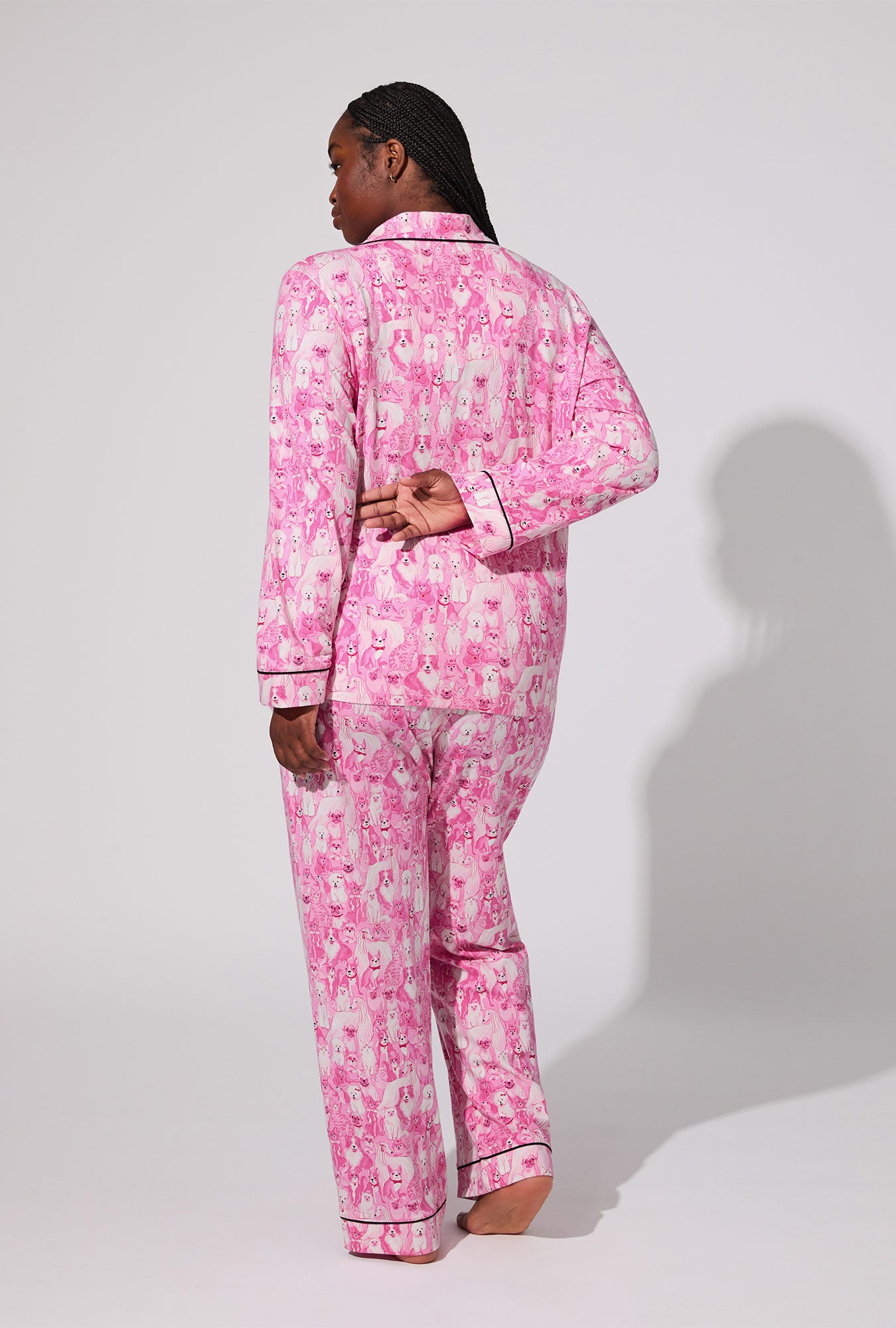 Paw-fectly Pink Long Sleeve Classic Satin PJ Set