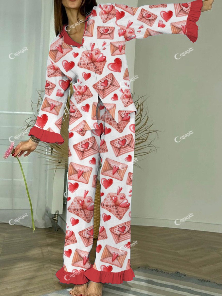 Women's Valentine's Day Love Letter Envelope Love Pajama Set