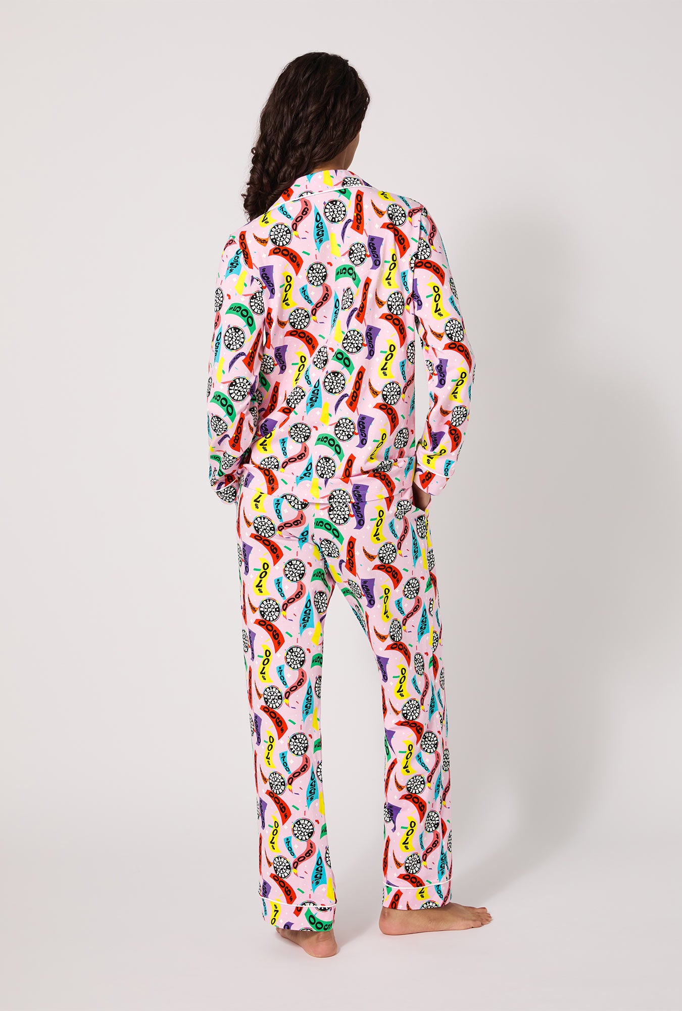 Spin To Win Long Sleeve Classic Satin Pj Set