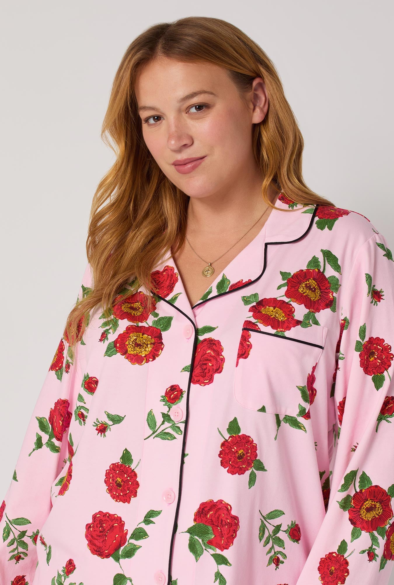 Falling Blooms Long Sleeve Classic Satin Pj Set