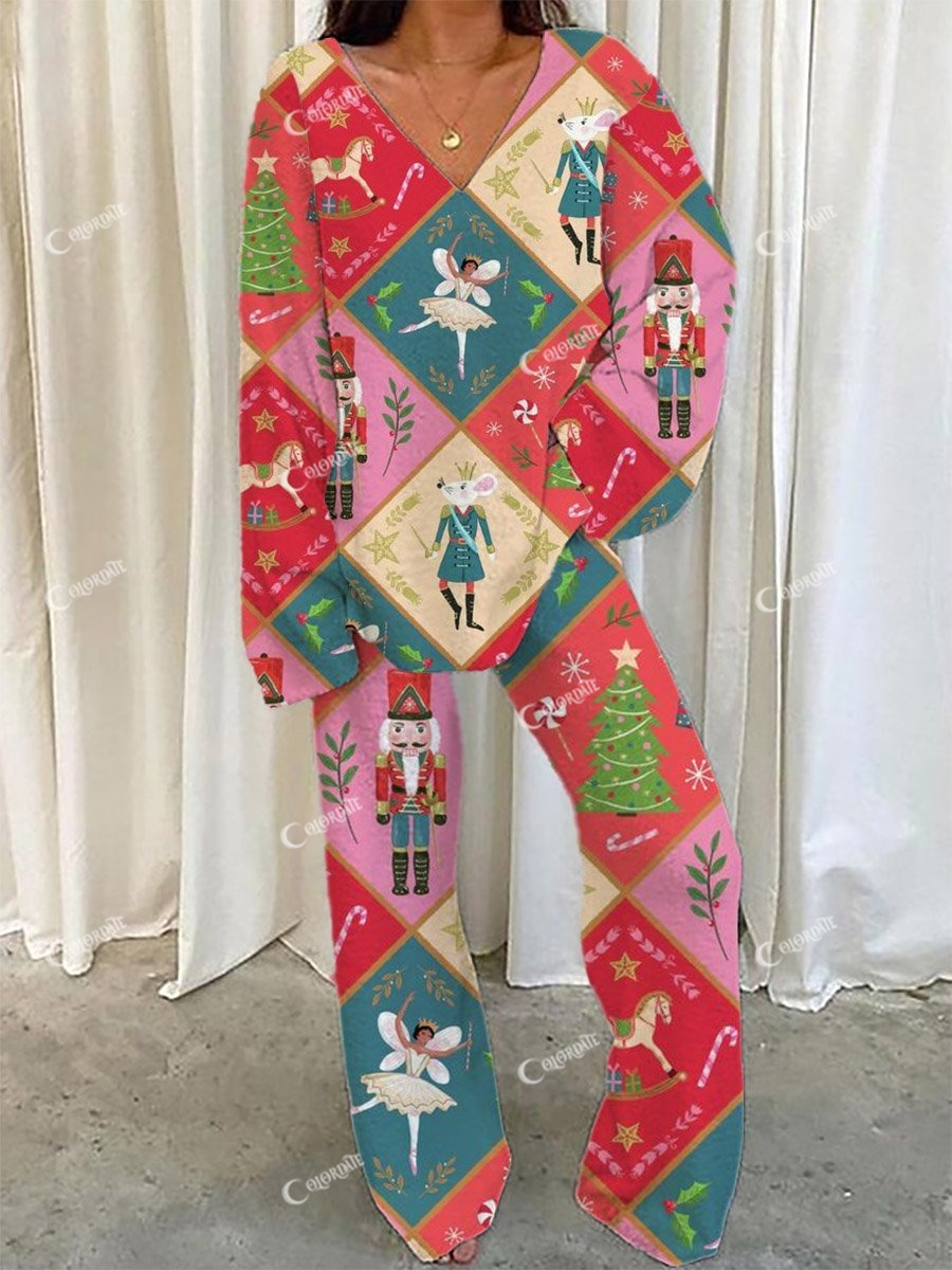 Women's Christmas Nutcracker Red Festive Pajama Set