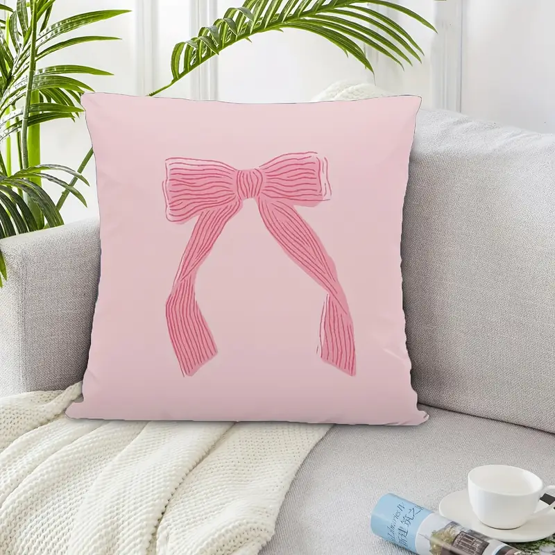 Pink Girl Bow Print Cushion