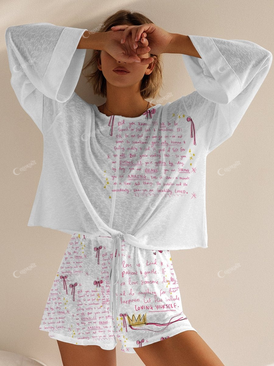 Women's Cotton Knit Top and Shorts Set