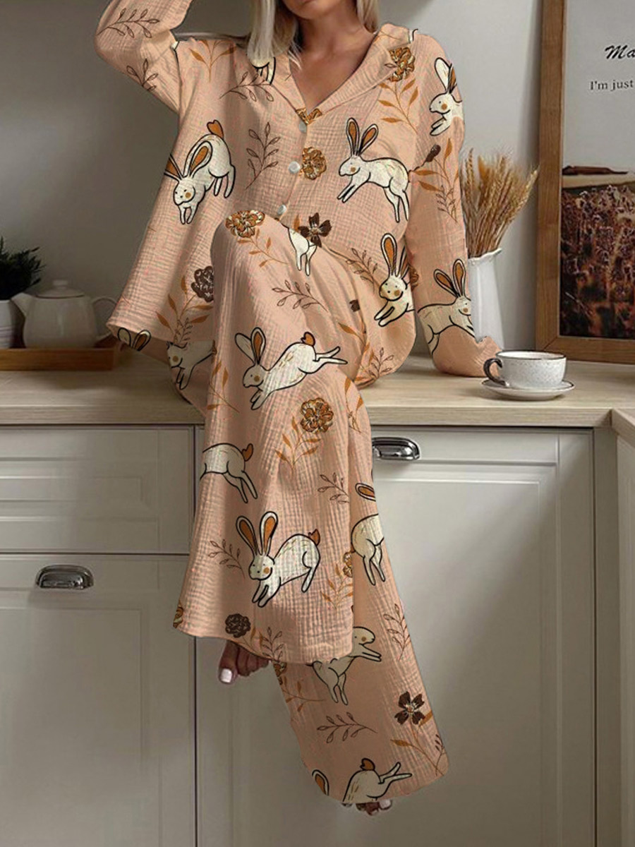 Women's Easter Bunny Long Sleeve Pant Suit