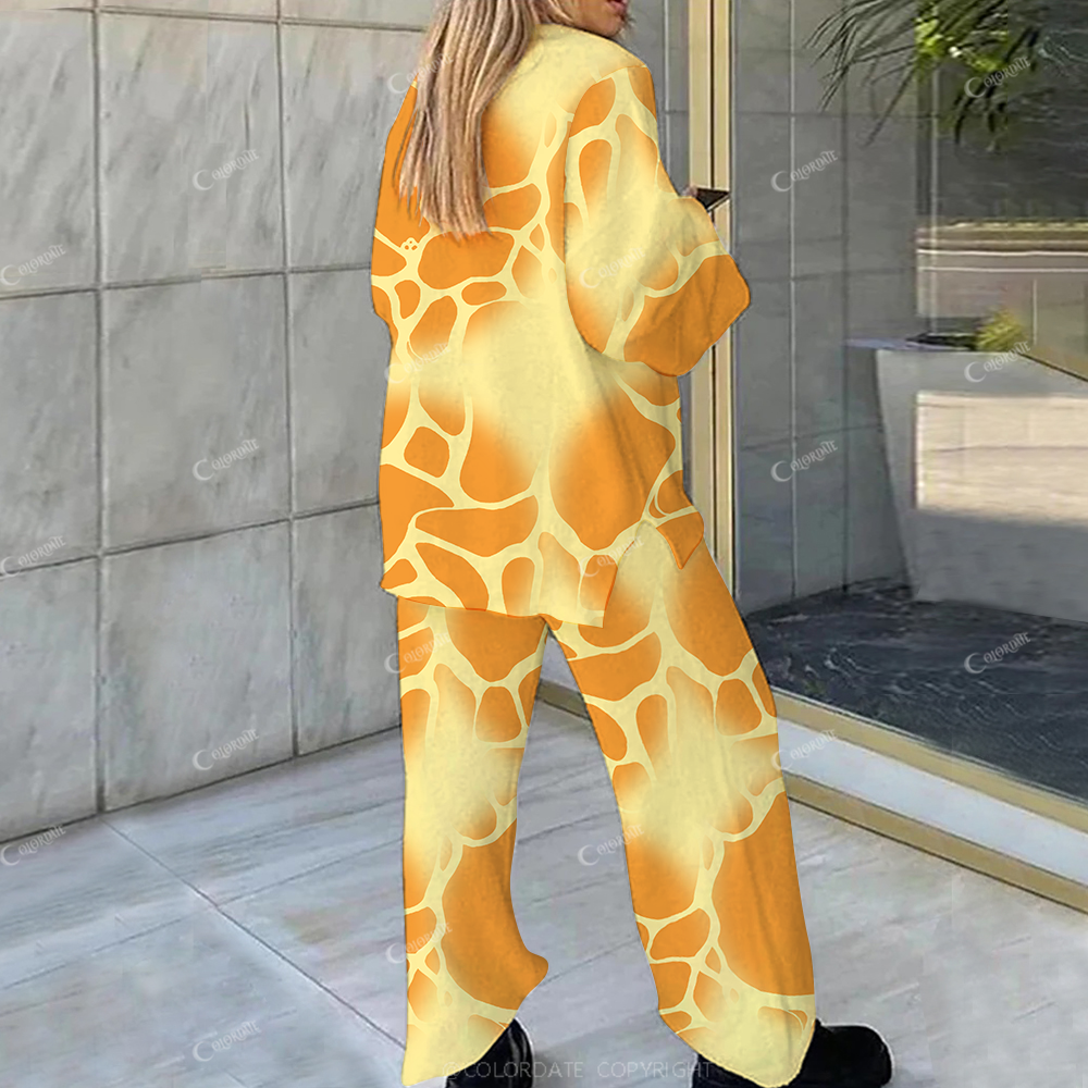 Colordate Casual Orange Halo Loungewear Set For Women