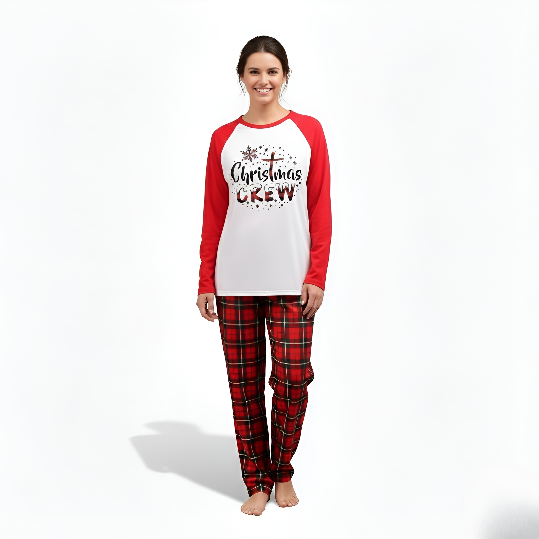 Red Plaid Christmas Crew Family Matching Pajama Set