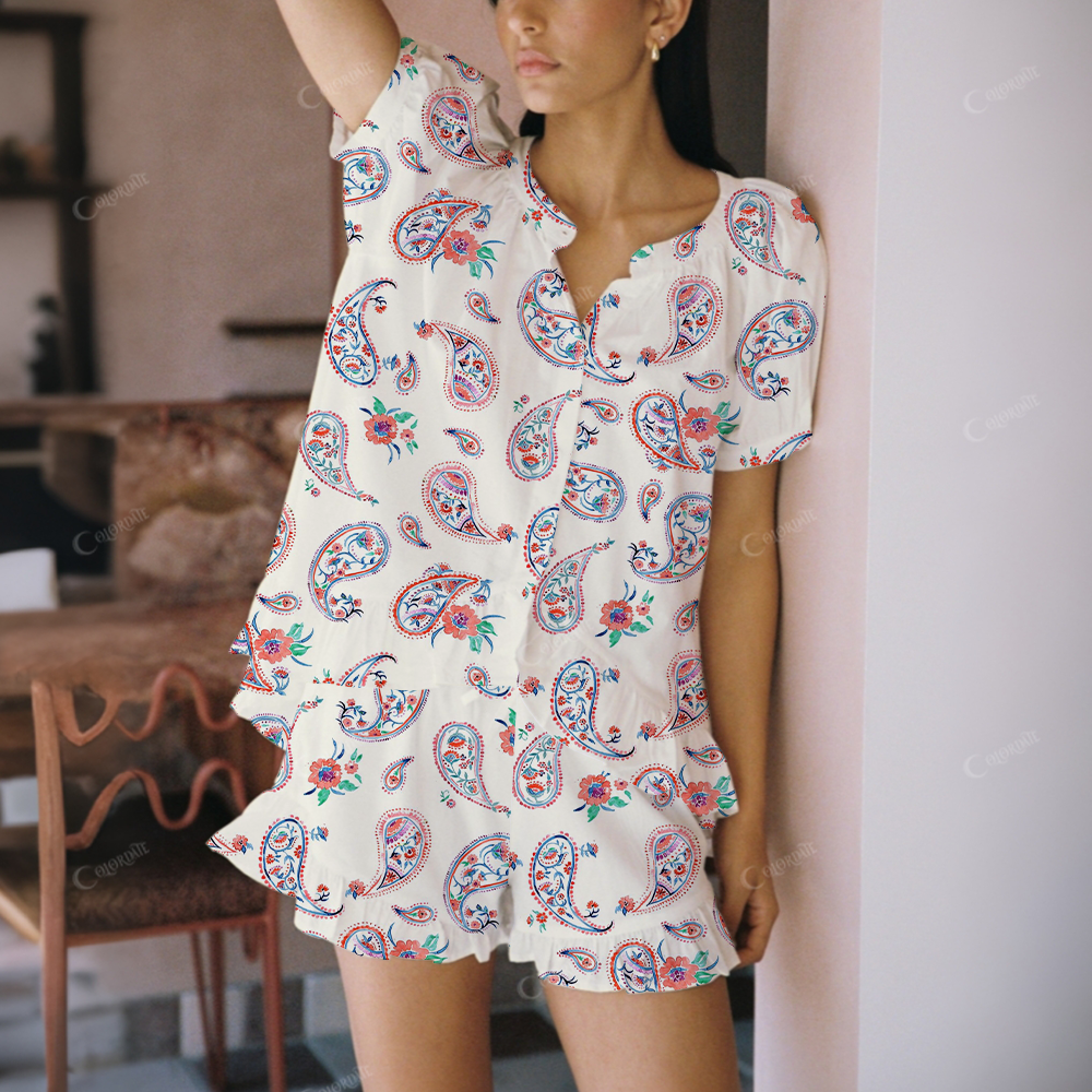 Paisley Pattern Print Short Pajama Set