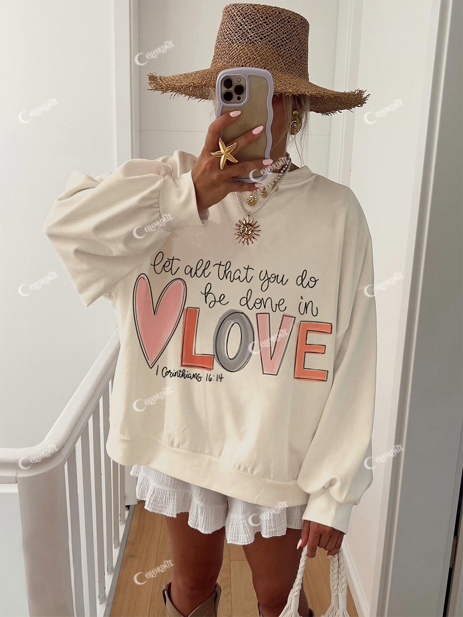 Women's Valentine's Day LOVE Print Sweatshirt