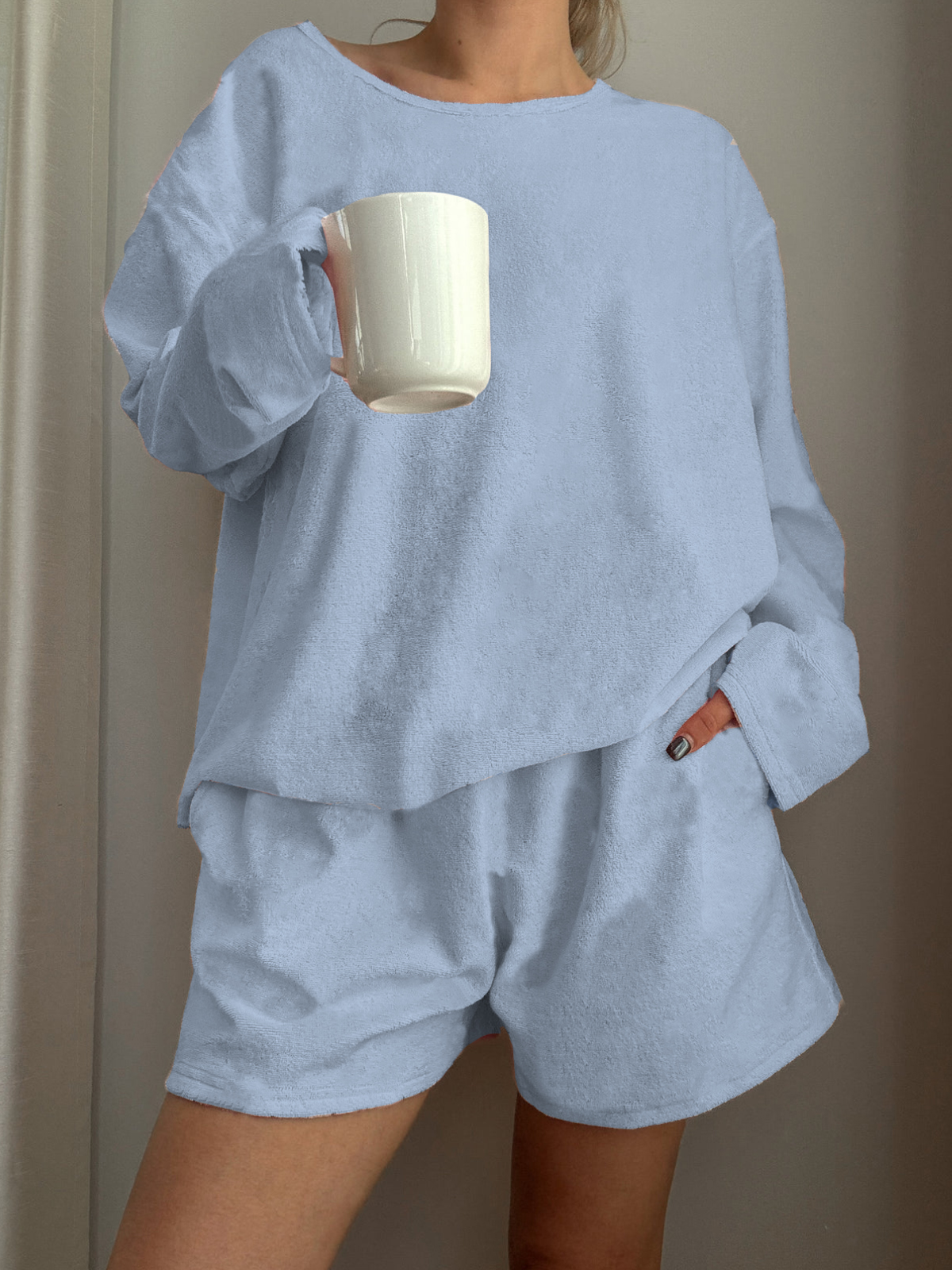 Long-Sleeved Shorts Loungewear Set
