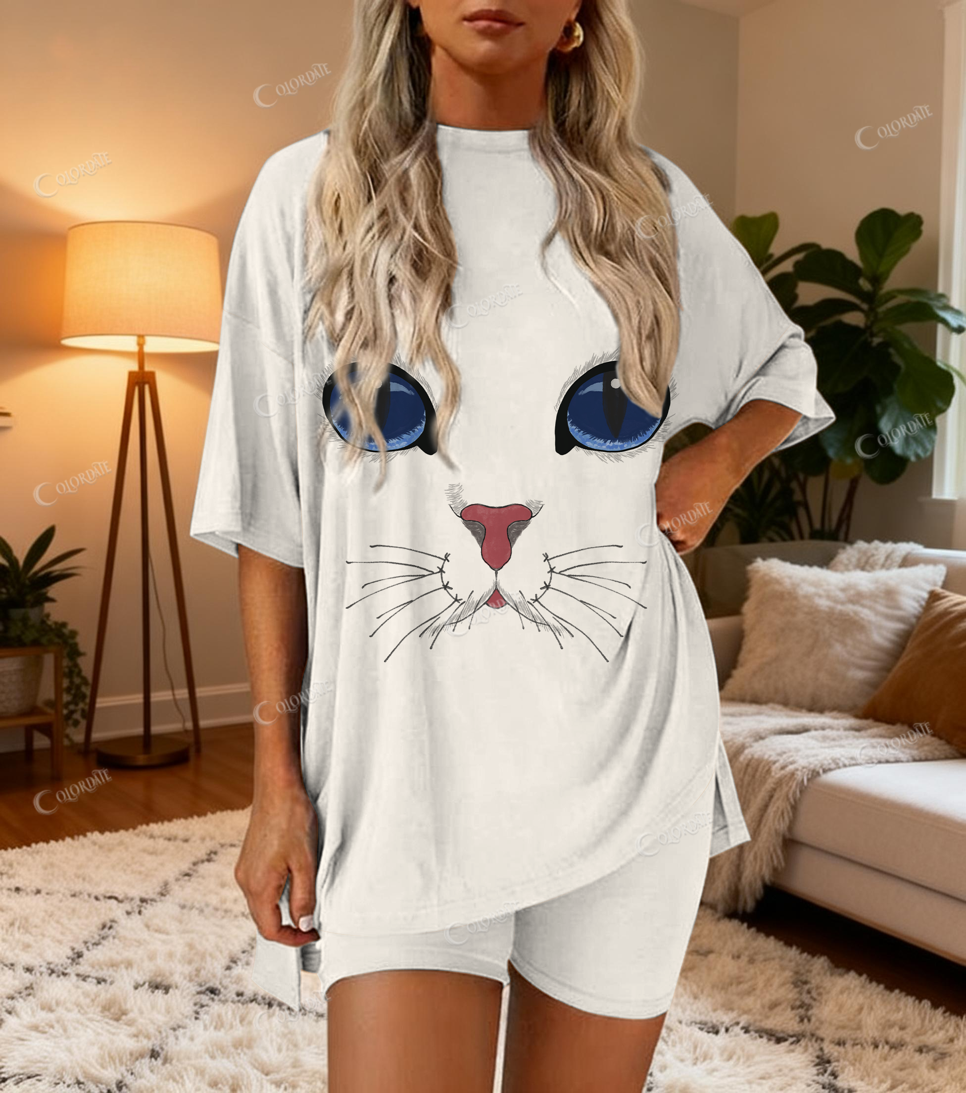 Cat Print Bamboo-Soft Lounge Set