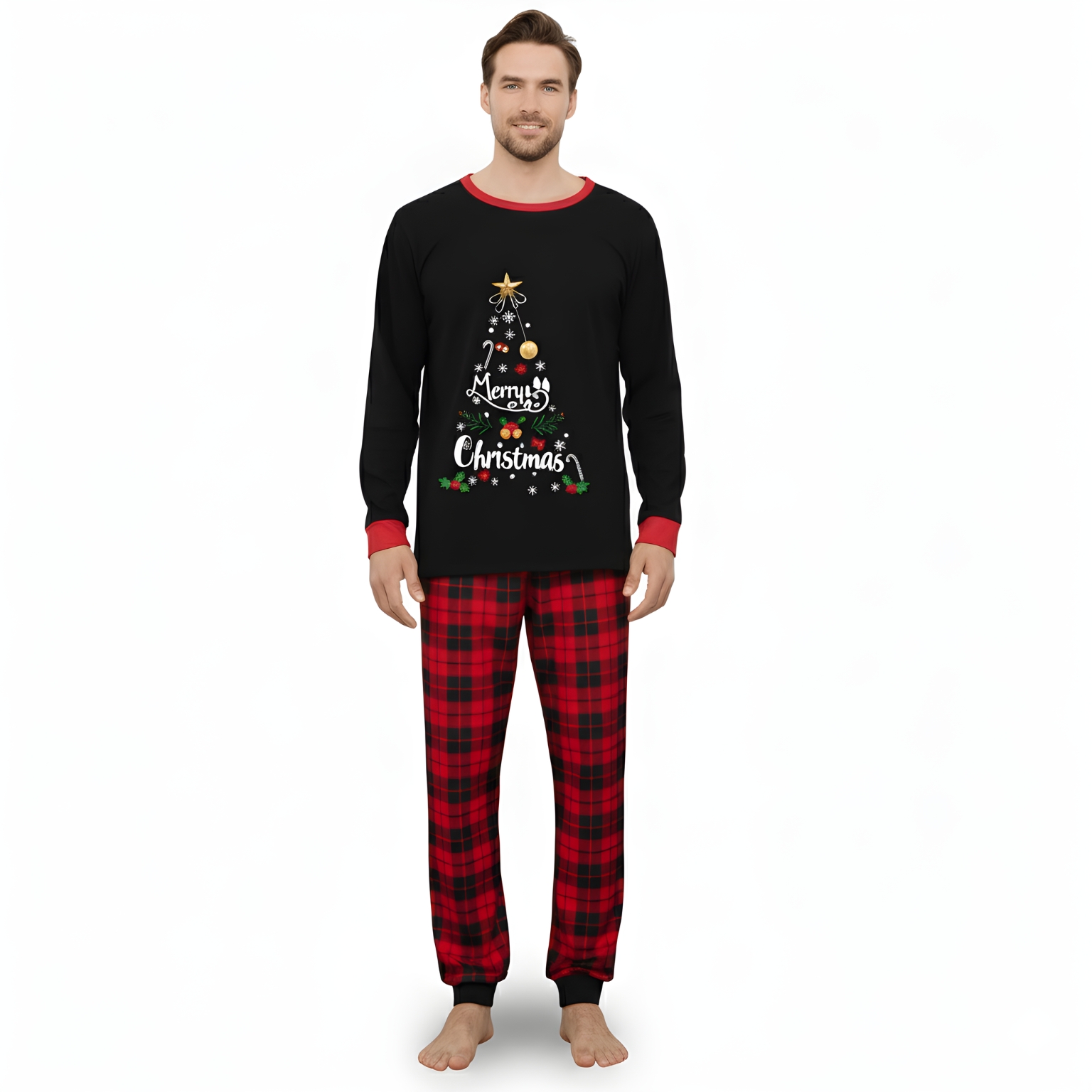 Plaid Christmas Tree Printed Matching Family Pajama Set