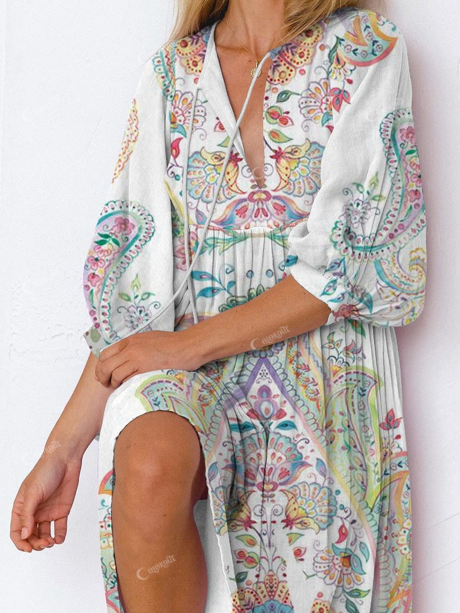 Women's Bohemian Colorful Print Dress