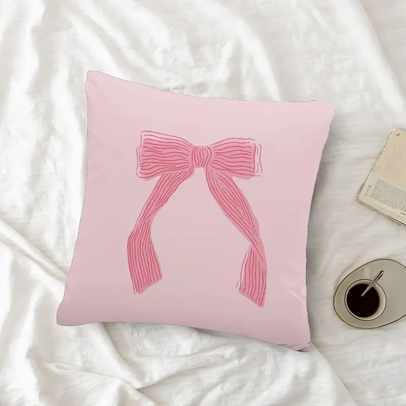 Pink Girl Bow Print Cushion
