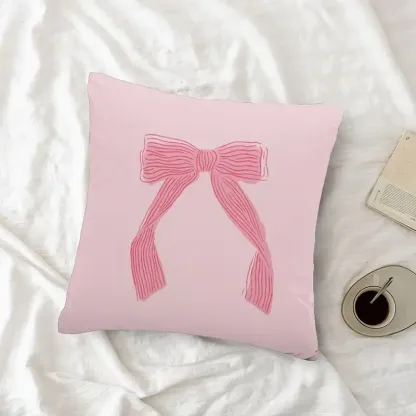 Pink Girl Bow Print Cushion