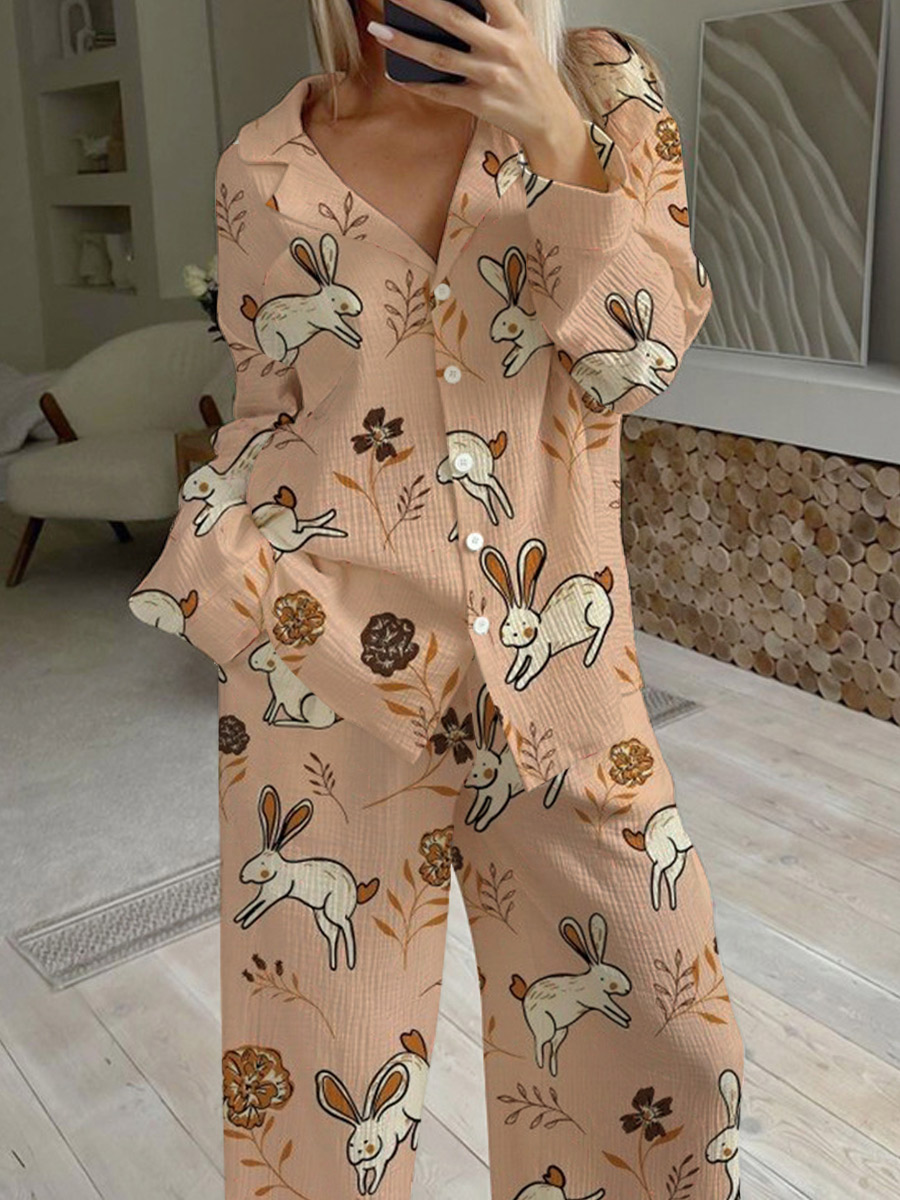 Women's Easter Bunny Long Sleeve Pant Suit