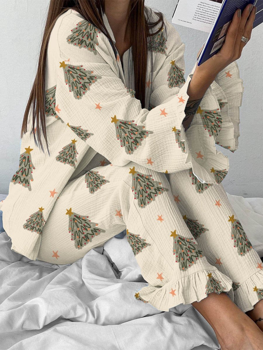 Ladies Nordic Christmas Tree Pajama Set